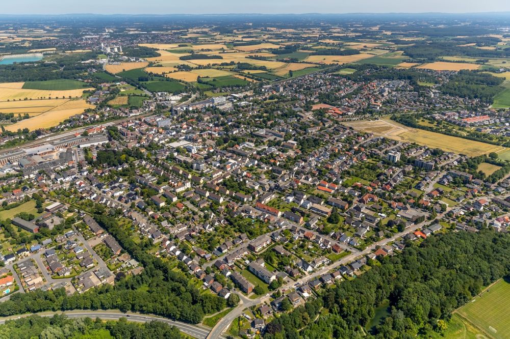 Neubeckum from the bird's eye view: City area with outside districts and inner city area in Neubeckum in the state North Rhine-Westphalia, Germany