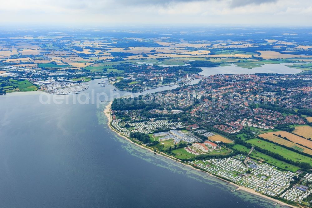 Aerial image Neustadt in Holstein - City area with outside districts and inner city area on coastline of baltic sea in Neustadt in Holstein in the state Schleswig-Holstein, Germany