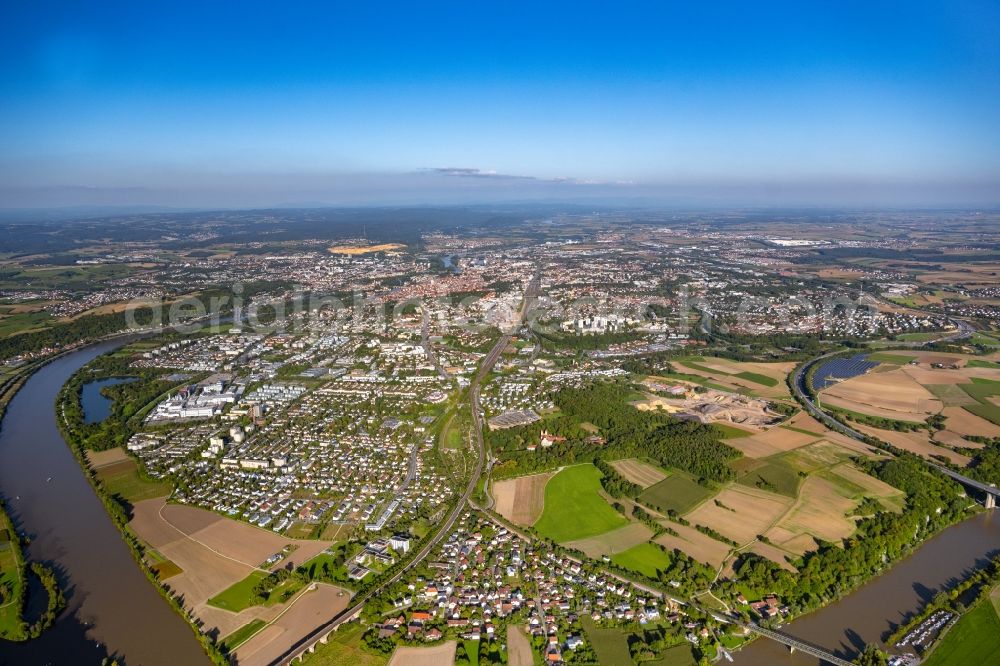 Aerial photograph Regensburg - City area with outside districts and inner city area in the district Westenviertel in Regensburg in the state Bavaria, Germany