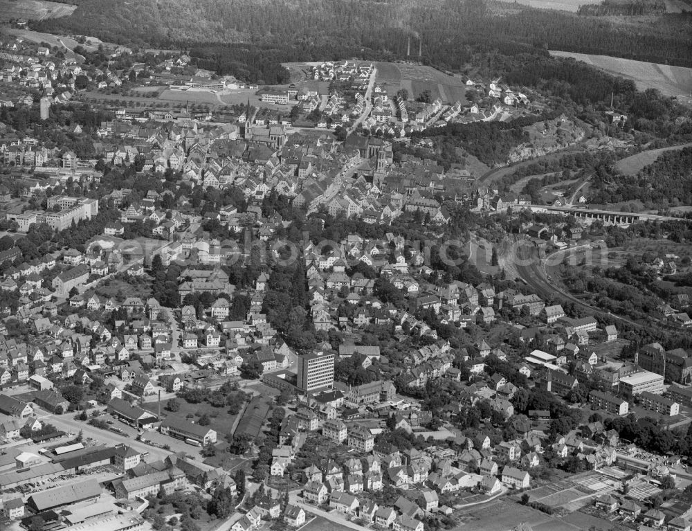 Aerial image Rottweil - City area with outside districts and inner city area in Rottweil in the state Baden-Wuerttemberg, Germany