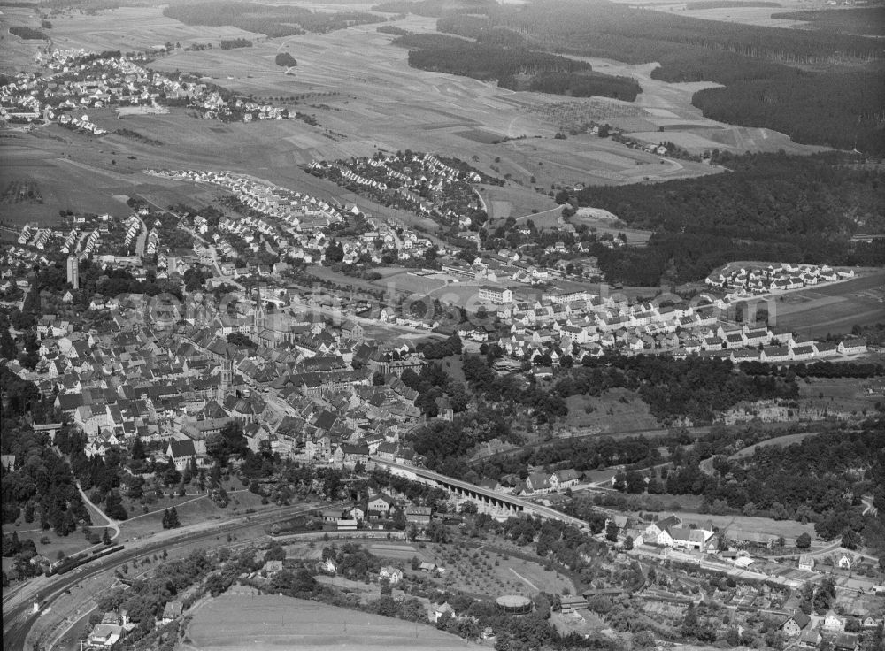 Rottweil from above - City area with outside districts and inner city area in Rottweil in the state Baden-Wuerttemberg, Germany