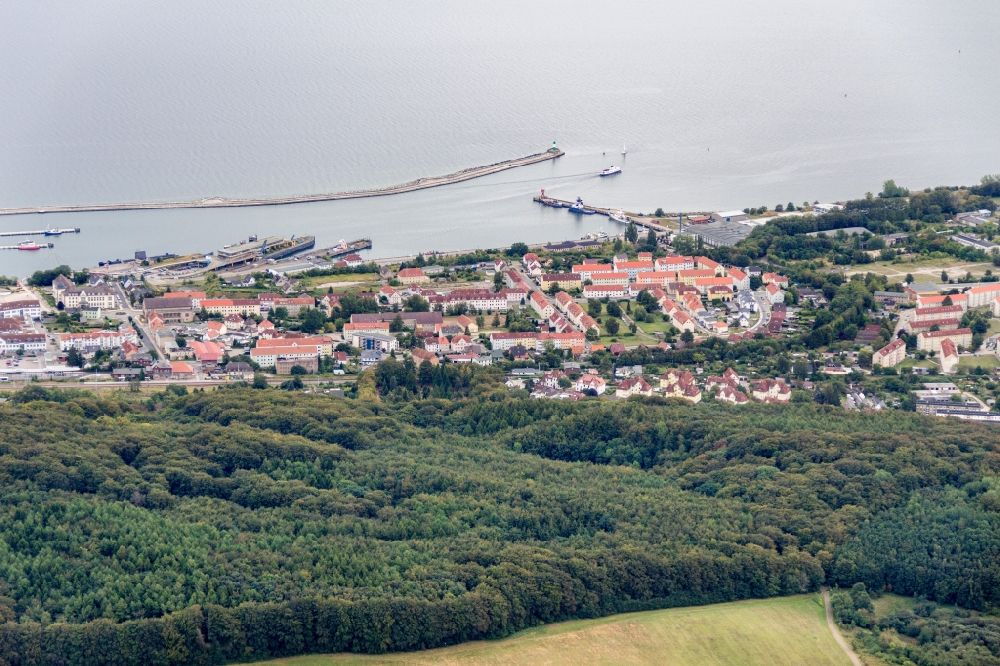 Sassnitz from above - City area with outside districts and inner city area in Sassnitz in the state Mecklenburg - Western Pomerania, Germany