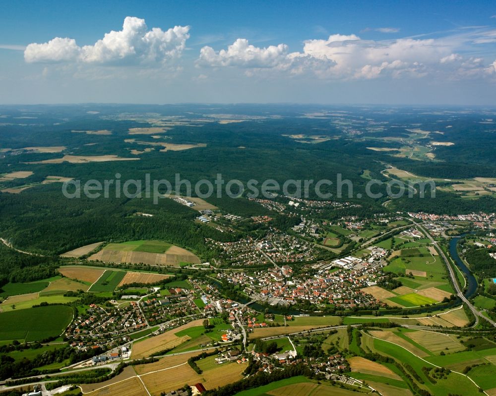 Aerial image Sigmaringen - City area with outside districts and inner city area in Sigmaringen in the state Baden-Wuerttemberg, Germany