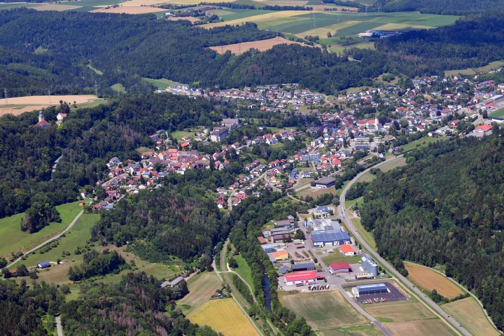 Aerial image Stühlingen - City area with outside districts and inner city area in Stuehlingen in the state Baden-Wuerttemberg, Germany