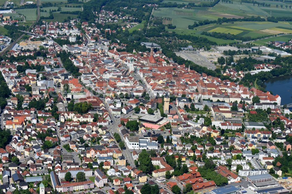 Aerial image Straubing - City area with outside districts and inner city area in Straubing in the state Bavaria, Germany