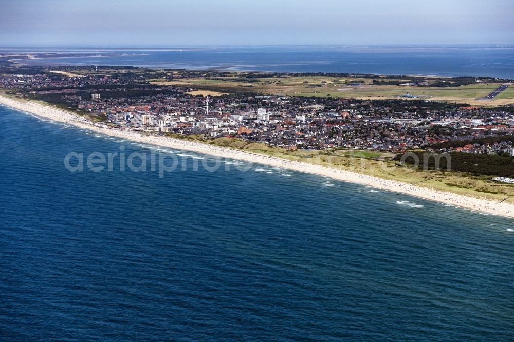 Sylt from the bird's eye view: City area with outside districts and inner city area in Sylt in the state Schleswig-Holstein, Germany