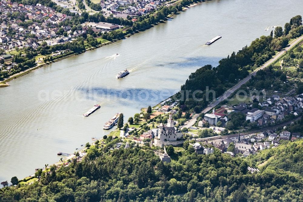 Aerial photograph Braubach - City area with outside districts and inner city area in Braubach in the state Rhineland-Palatinate, Germany