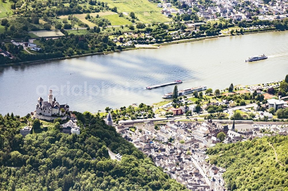 Braubach from above - City area with outside districts and inner city area in Braubach in the state Rhineland-Palatinate, Germany