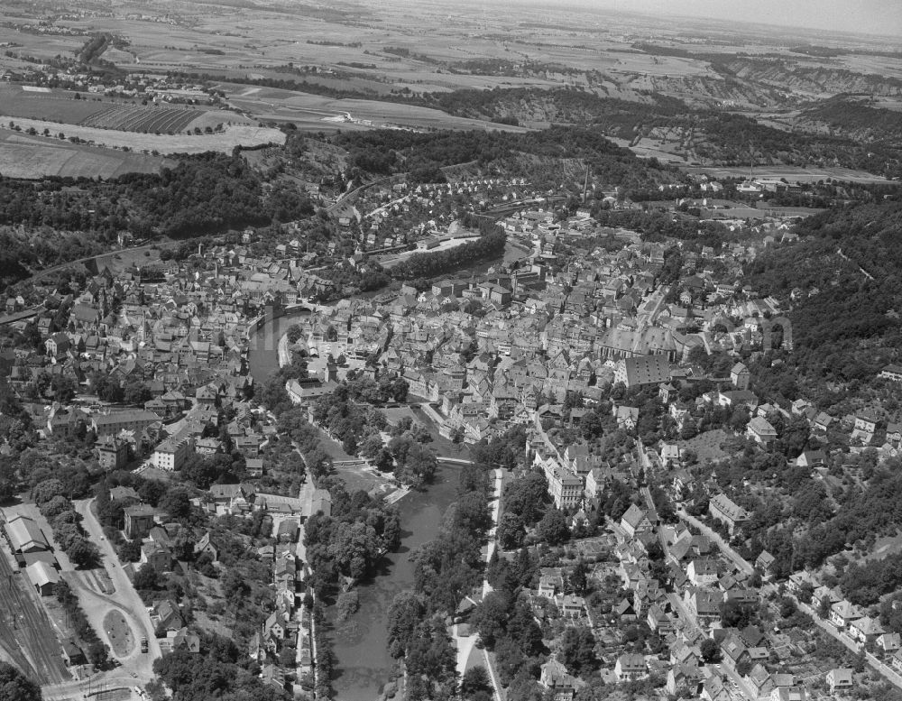 Aerial photograph Waiblingen - City area with outside districts and inner city area in Waiblingen in the state Baden-Wuerttemberg, Germany