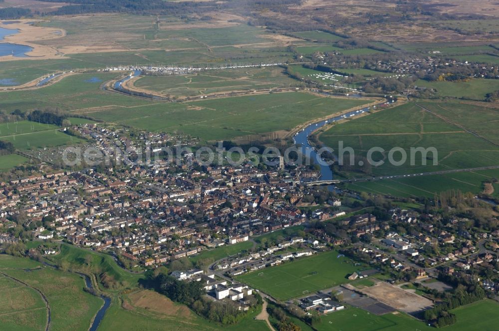 Wareham from the bird's eye view: City area with outside districts and inner city area in Wareham in England, United Kingdom