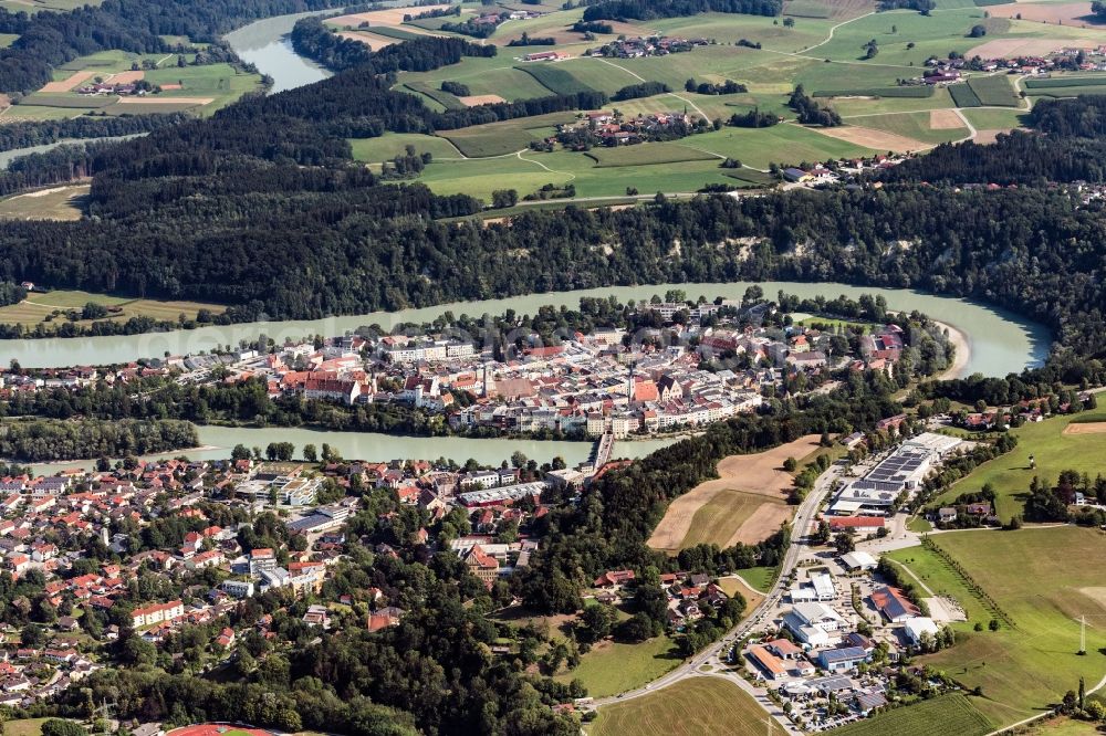 Aerial photograph Wasserburg am Inn - City area with outside districts and inner city area in Wasserburg am Inn in the state Bavaria, Germany