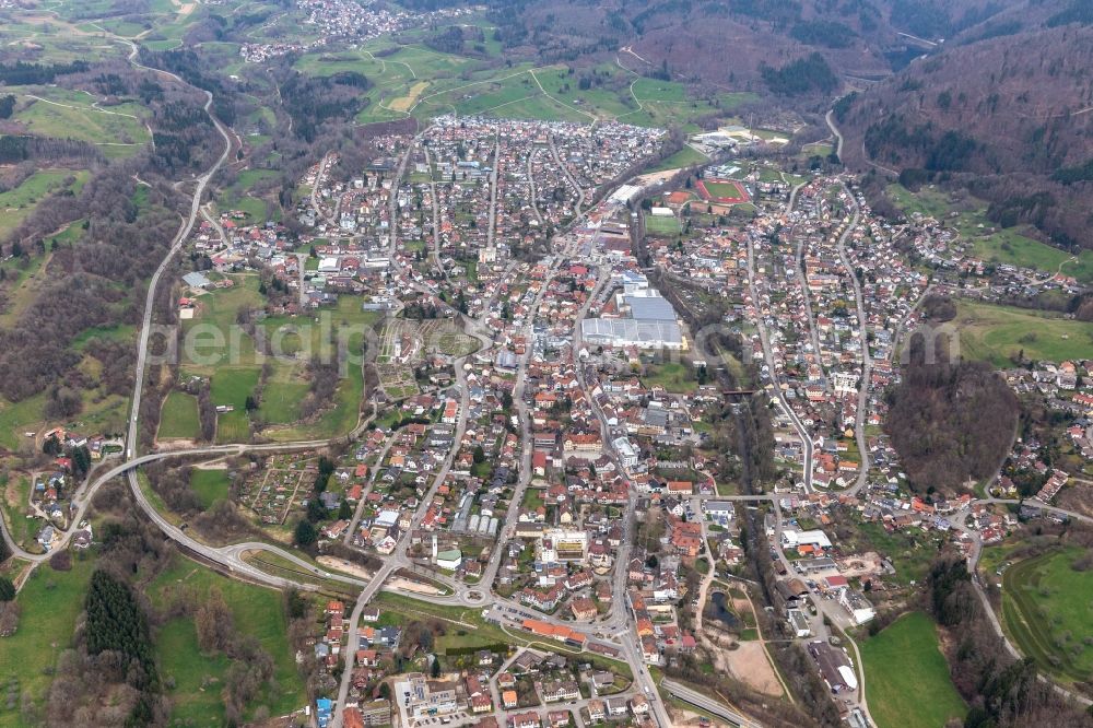 Aerial image Wehr - City area with outside districts and inner city area in Wehr in the state Baden-Wuerttemberg, Germany