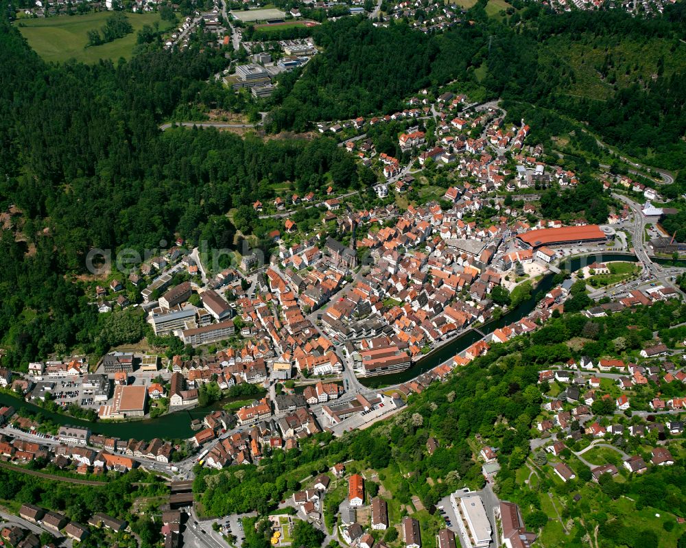 Aerial photograph Wimberg - City area with outside districts and inner city area in Wimberg in the state Baden-Wuerttemberg, Germany