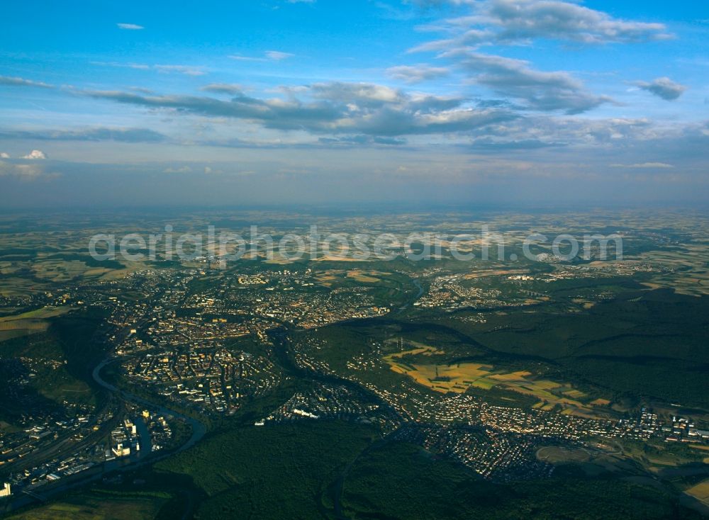 Aerial image Würzburg - City area with outside districts and inner city area in Wuerzburg in the state Bavaria, Germany