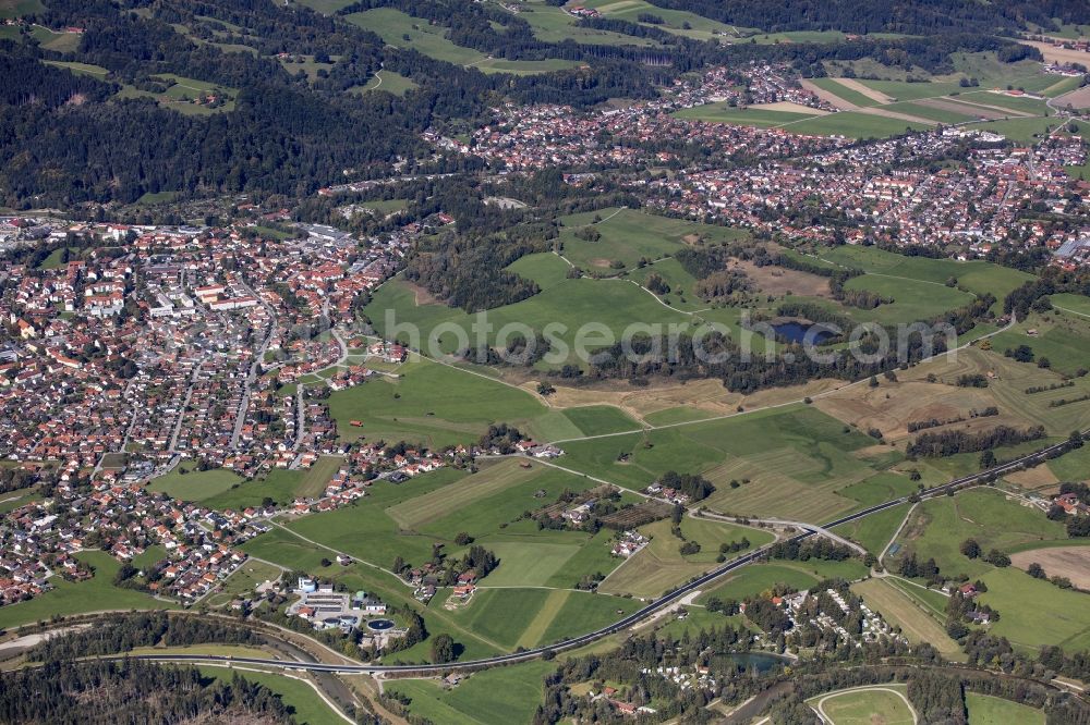 Aerial photograph Peißenberg - City area with outside districts and inner city area in Peissenberg in the state Bavaria, Germany