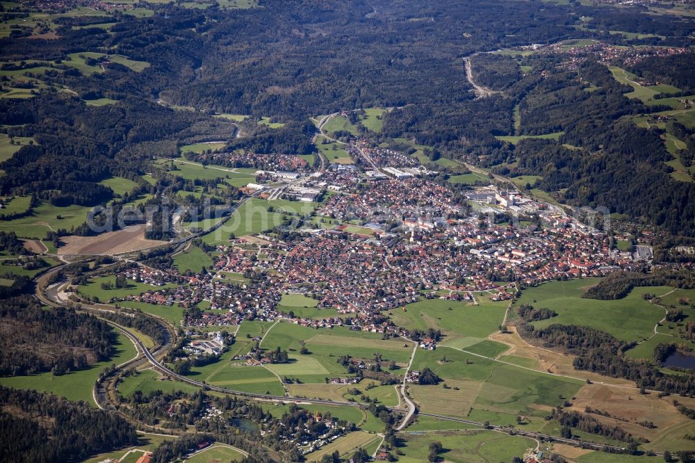 Peißenberg from the bird's eye view: City area with outside districts and inner city area in Peissenberg in the state Bavaria, Germany