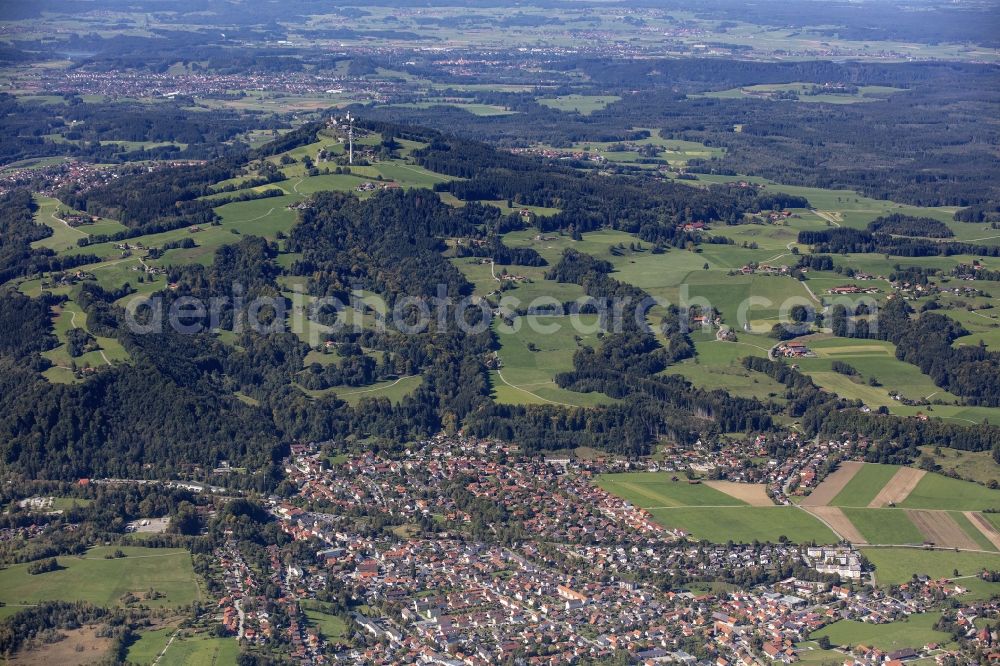 Aerial image Peißenberg - City area with outside districts and inner city area in Peissenberg in the state Bavaria, Germany