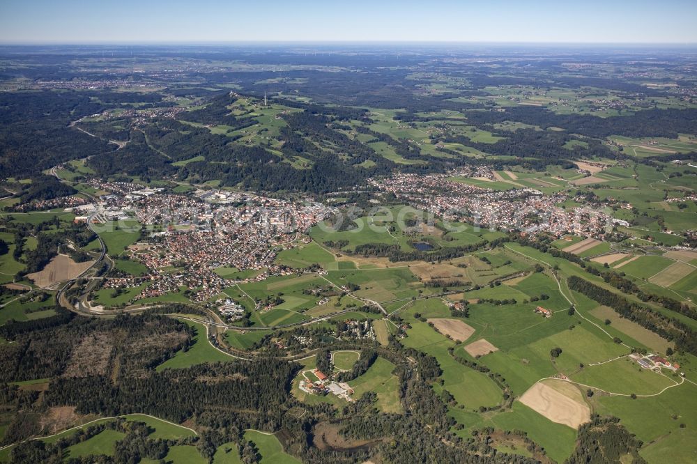 Aerial photograph Peißenberg - City area with outside districts and inner city area in Peissenberg in the state Bavaria, Germany