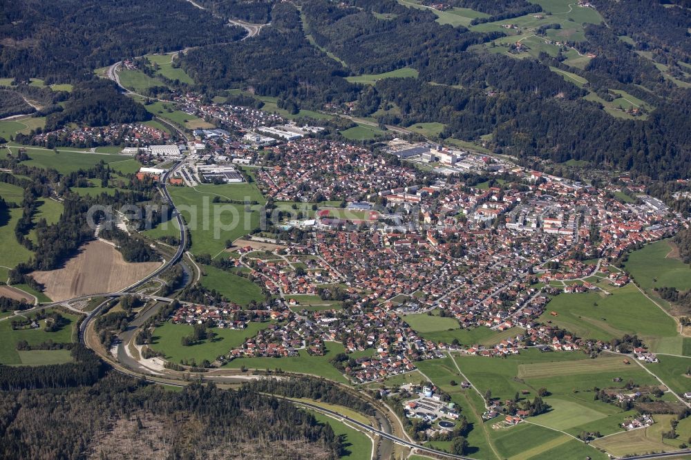 Peißenberg from above - City area with outside districts and inner city area in Peissenberg in the state Bavaria, Germany