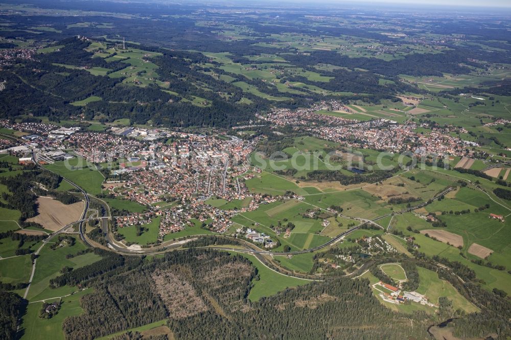 Aerial image Peißenberg - City area with outside districts and inner city area in Peissenberg in the state Bavaria, Germany
