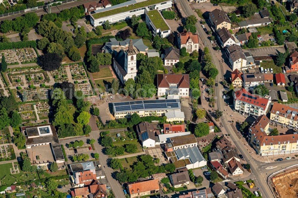 Aerial photograph Denzlingen - City area with outside districts and inner city area in Denzlingen in the state Baden-Wurttemberg, Germany