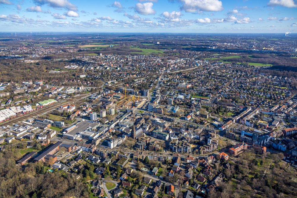 Aerial image Herten - City area with outside districts and inner city area in Herten at Ruhrgebiet in the state North Rhine-Westphalia, Germany