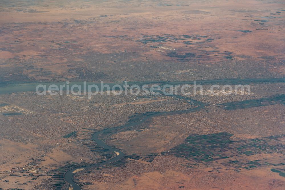 Aerial image Khartum - City area with outside districts and inner city area in Khartum in al-Chartum, Sudan