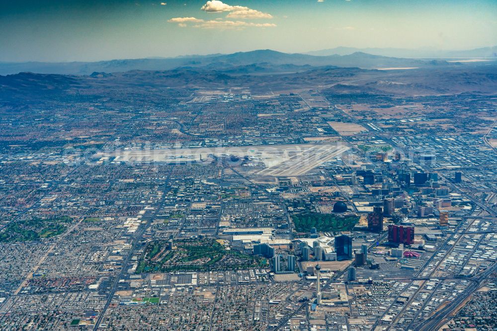 Las Vegas from the bird's eye view: City area with outside districts and inner city area in Las Vegas in Nevada, United States of America