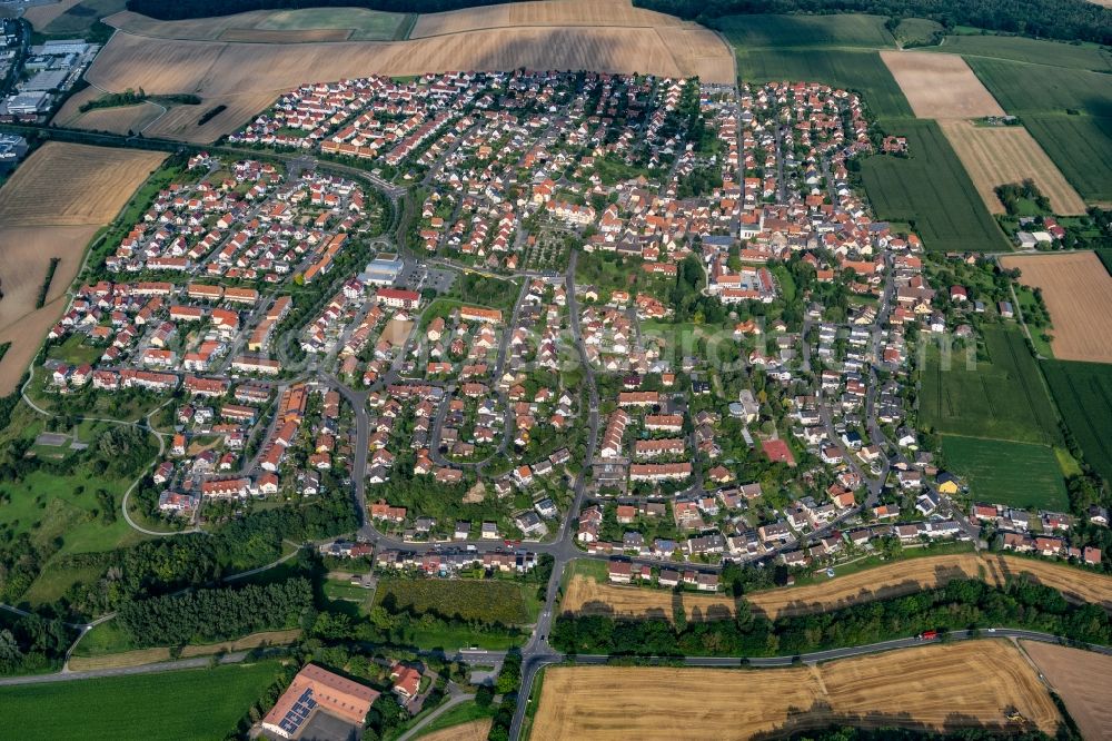 Würzburg from the bird's eye view: City area with outside districts and inner city area in the district Heuchelhof in Wuerzburg in the state Bavaria, Germany