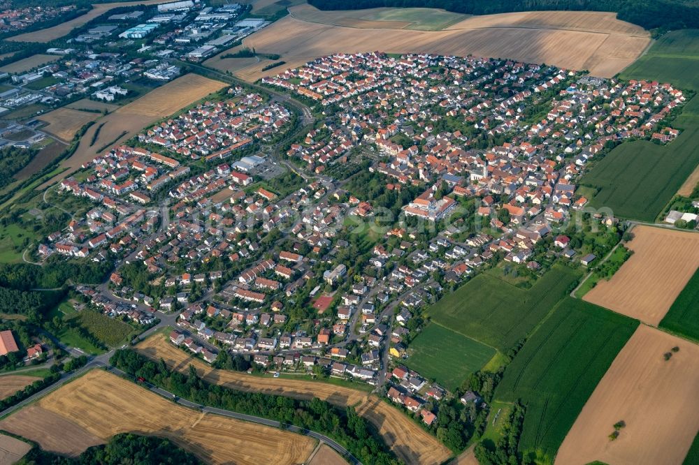 Aerial image Würzburg - City area with outside districts and inner city area in the district Heuchelhof in Wuerzburg in the state Bavaria, Germany