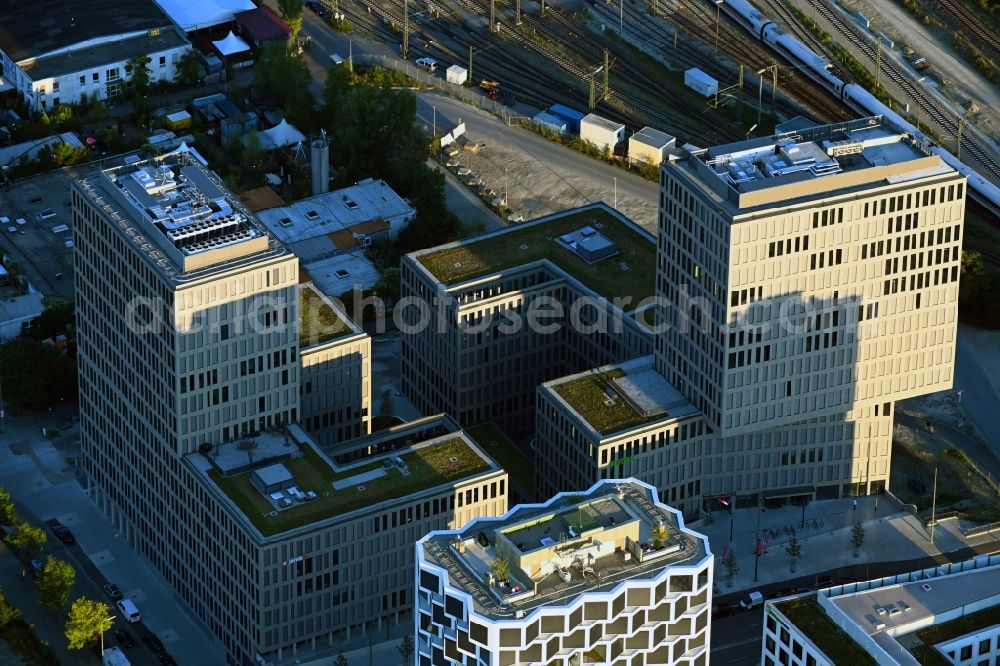 Aerial image München - Building site office building Kap West on Friedenheimer Bruecke corner Birketweg in the district Hirschgarten in Munich in the state Bavaria, Germany