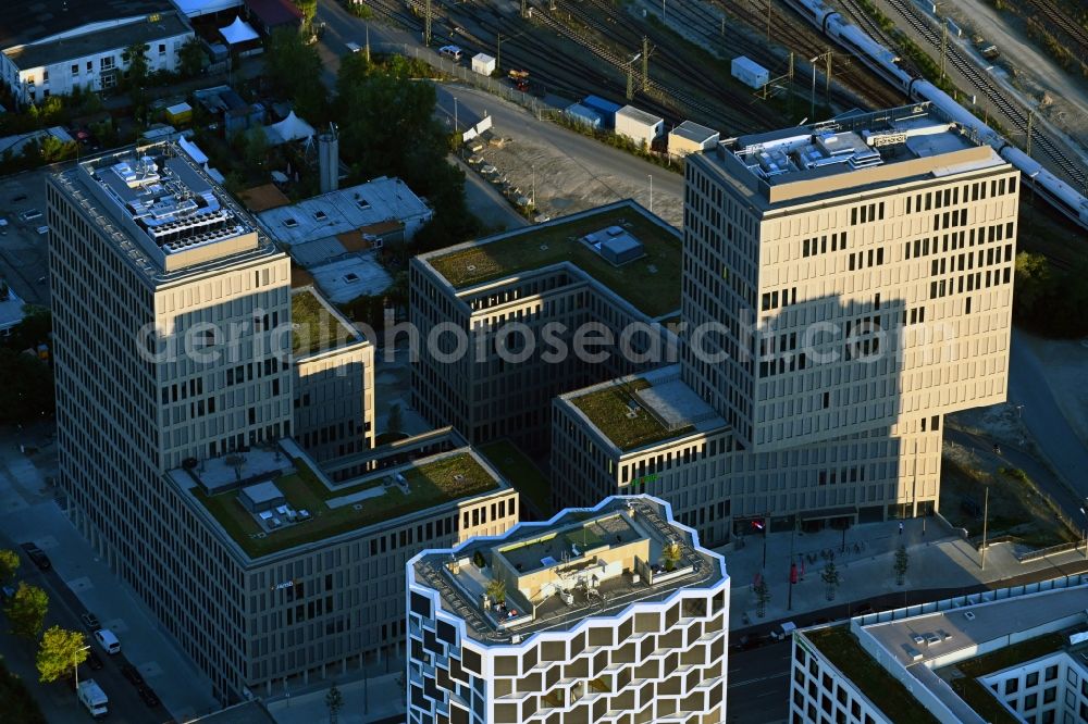 Aerial photograph München - Building site office building Kap West on Friedenheimer Bruecke corner Birketweg in the district Hirschgarten in Munich in the state Bavaria, Germany