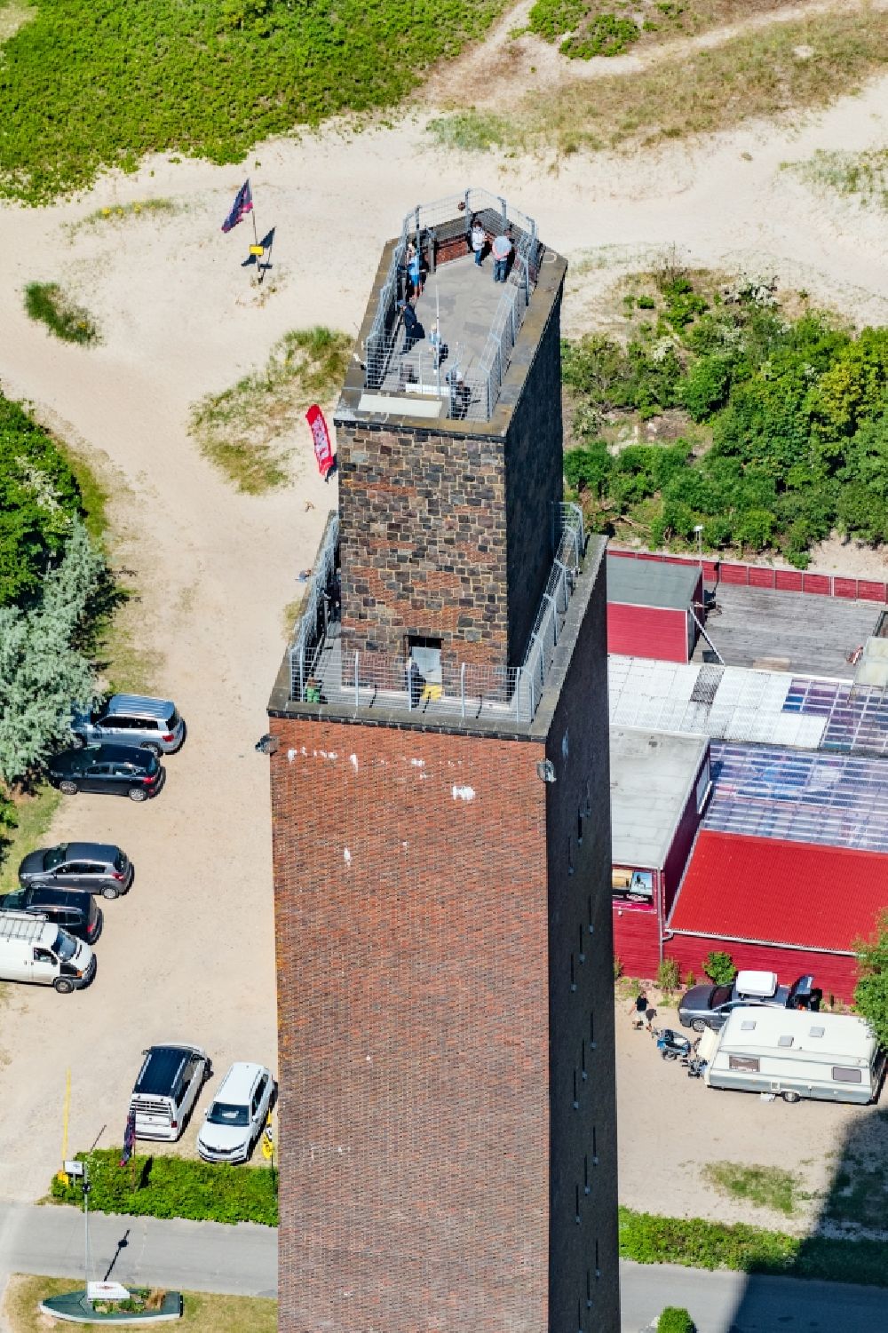 Laboe from above - Tourist attraction of the historic monument Marines - Memorial of Germans U-boats at the beach in Laboe in the state Schleswig-Holstein