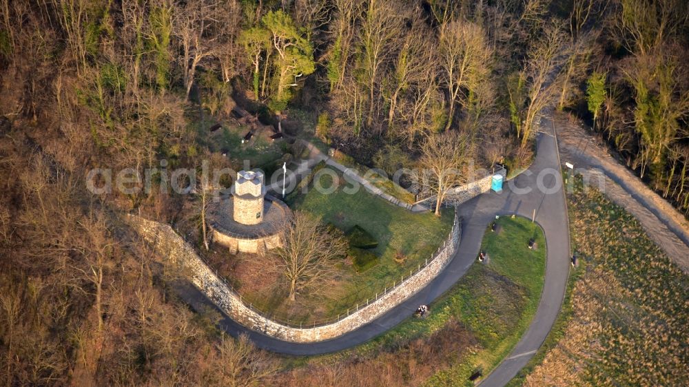 Aerial photograph Rhöndorf - Tourist attraction of the historic monument Ulanendenkmal in Rhoendorf in the state North Rhine-Westphalia, Germany