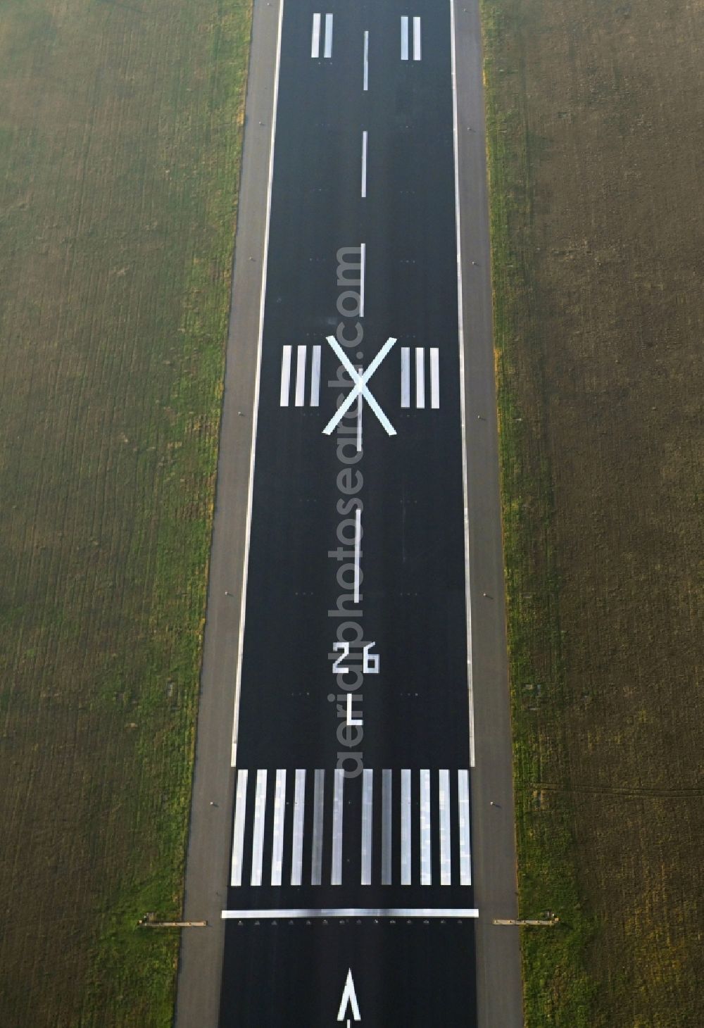 Aerial image Berlin - Locked runway on the site of the former airport in the district Tegel in Berlin, Germany