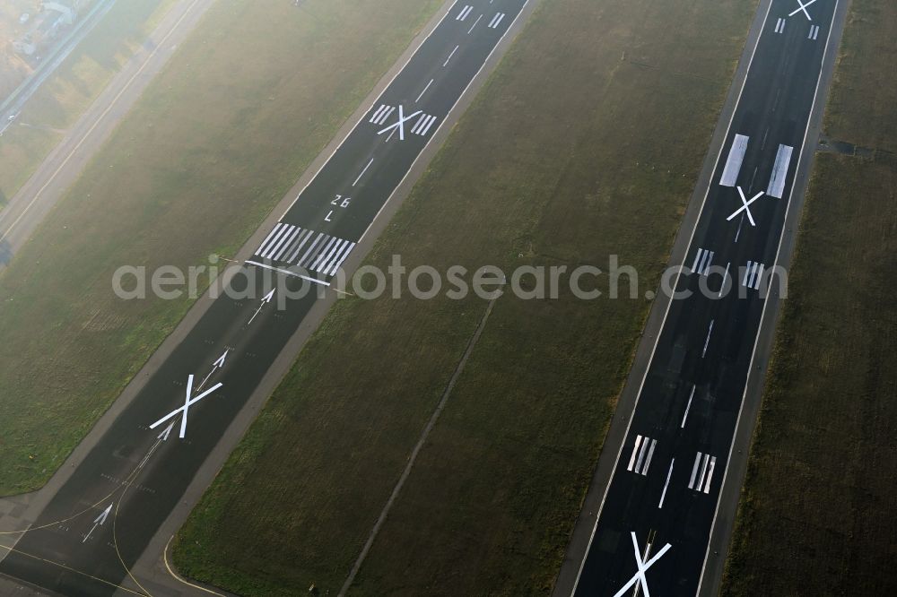 Berlin from above - Locked runway on the site of the former airport in the district Tegel in Berlin, Germany