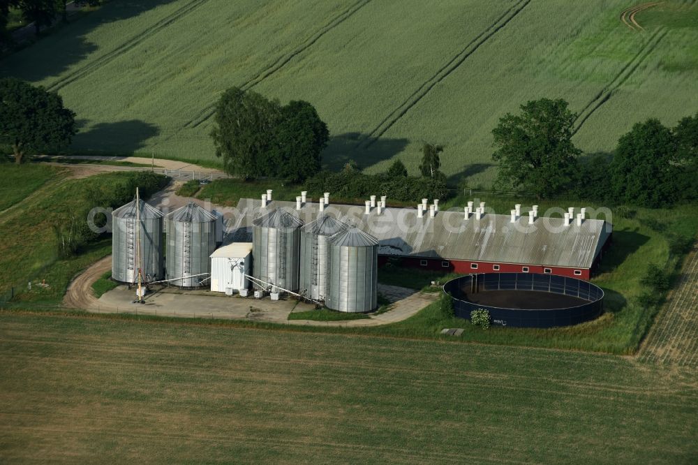 Aerial photograph Schwante - Grain storage silo in Schwante in the state Brandenburg