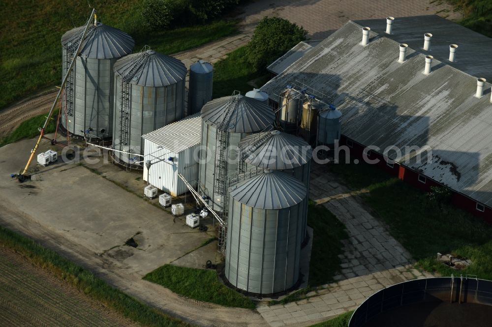 Schwante from the bird's eye view: Grain storage silo in Schwante in the state Brandenburg