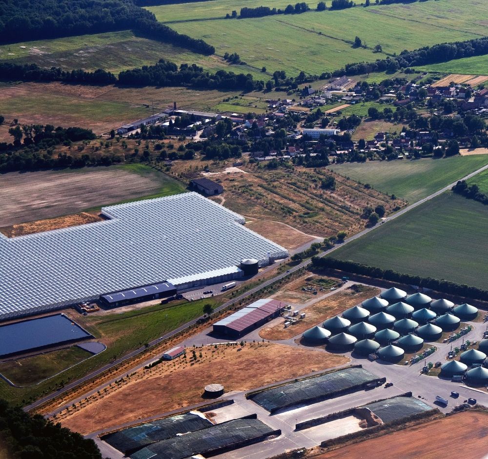 Aerial image Felgentreu - Greenhouse gas and biogas plant Felgentreu in Brandenburg