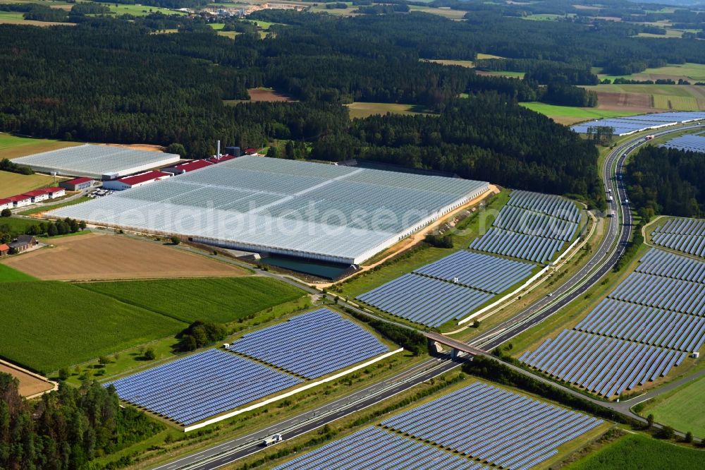 Aerial image Feulersdorf - Greenhouses series of company Scherzer & Boss Fruchtgemuese GmbH in Feulersdorf in the state Bavaria, Germany