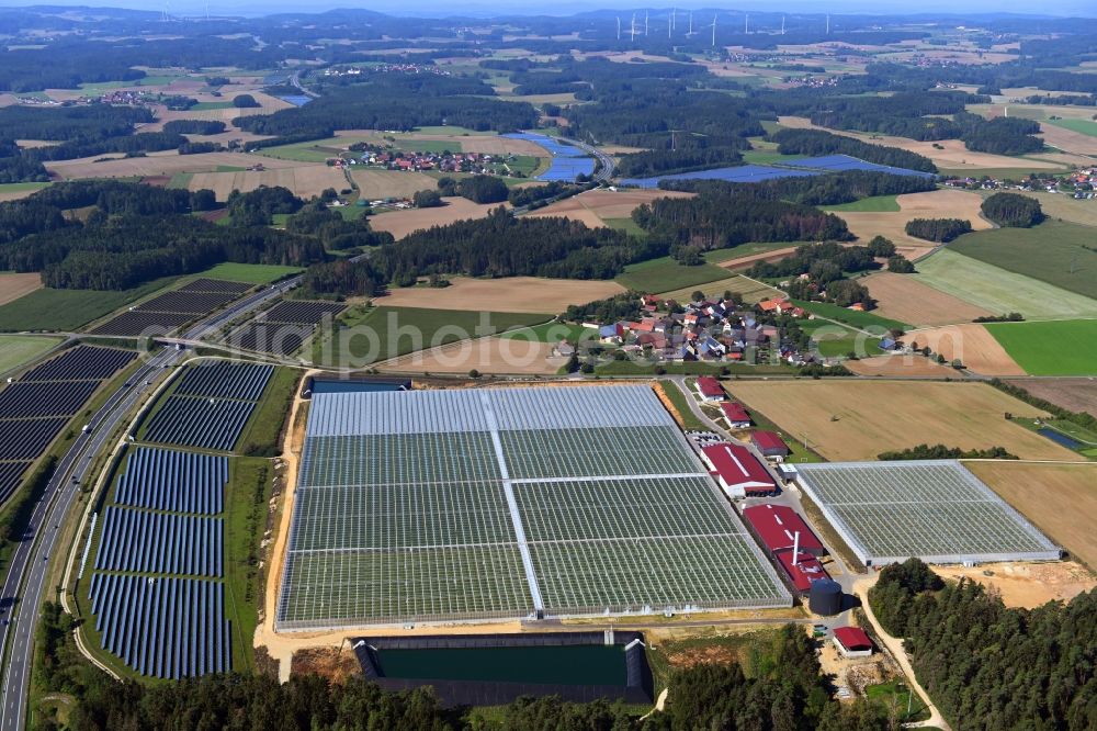 Feulersdorf from above - Greenhouses series of company Scherzer & Boss Fruchtgemuese GmbH in Feulersdorf in the state Bavaria, Germany