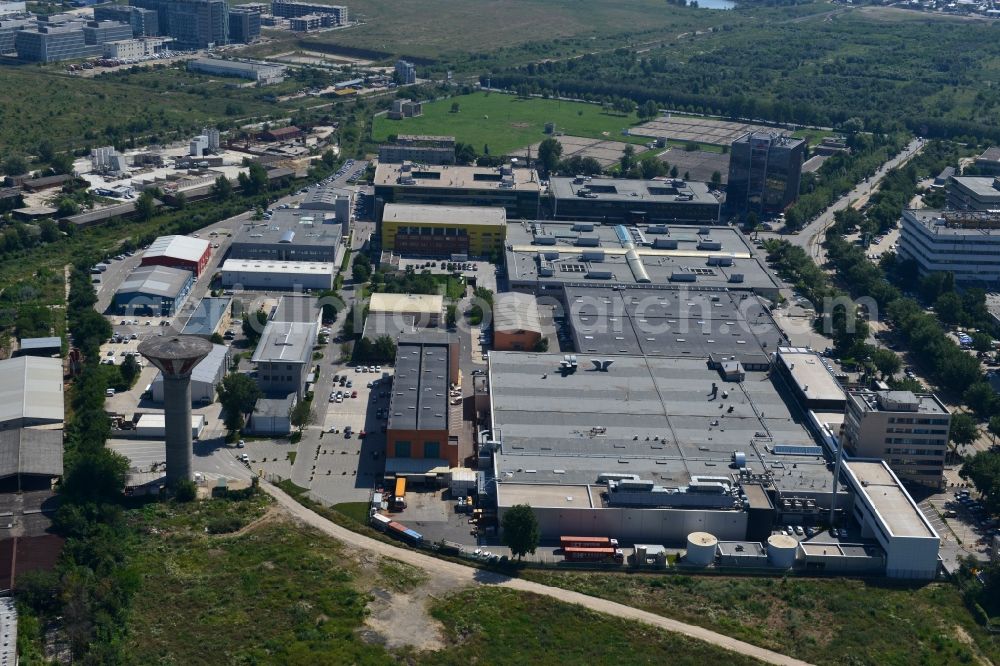 Aerial image Bukarest - Commercial and industrial area Iride Business Park in Bucharest, Romania. The property on the street Dimitrie Pompei Blvd. is a project of IMMOFINANZ AG