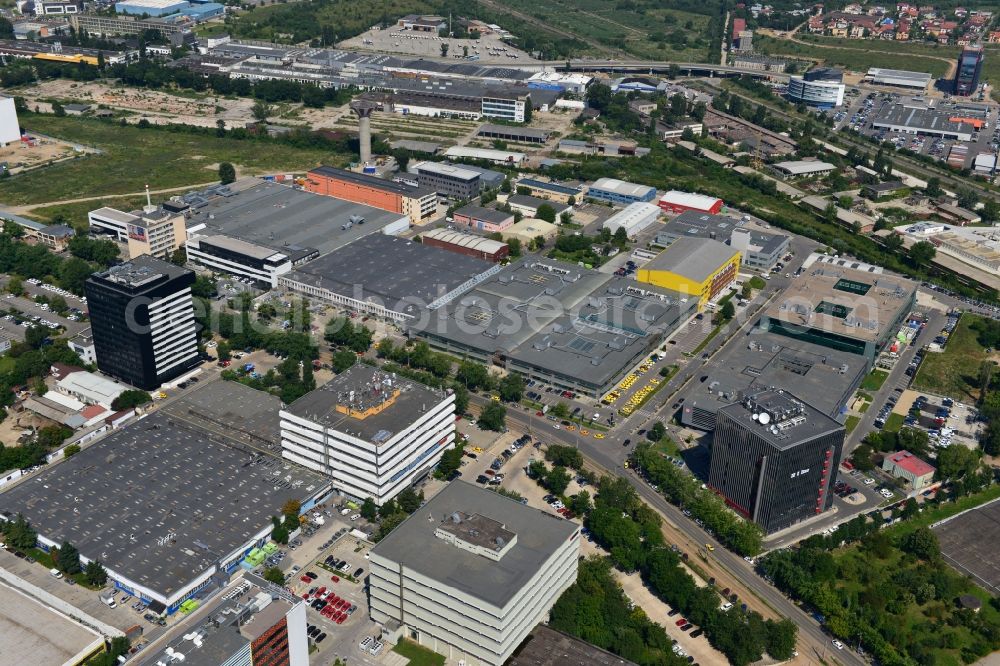 Bukarest from above - Commercial and industrial area Iride Business Park in Bucharest, Romania. The property on the street Dimitrie Pompei Blvd. is a project of IMMOFINANZ AG