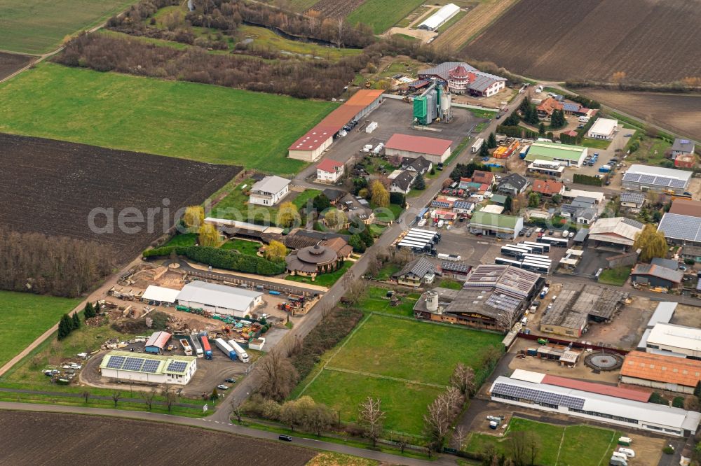 Ichenheim from the bird's eye view: Industrial estate and company settlement Auf of Alm in Ichenheim in the state Baden-Wurttemberg, Germany