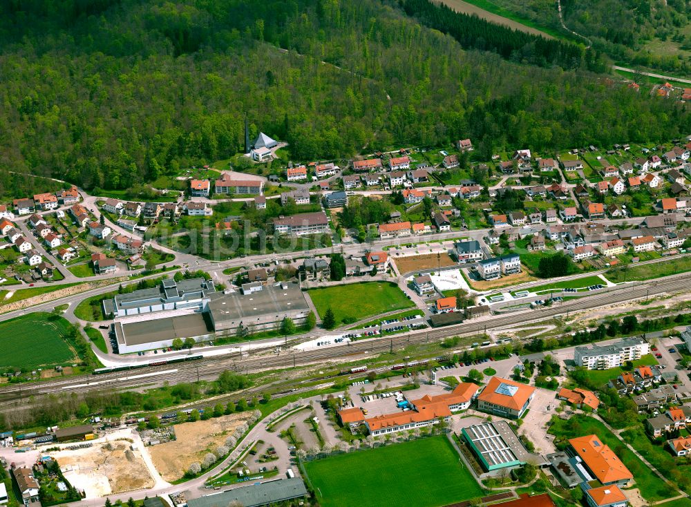 Amstetten from above - Industrial estate and company settlement in Amstetten in the state Baden-Wuerttemberg, Germany