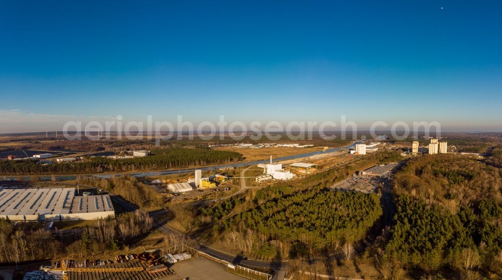 Eberswalde from the bird's eye view: Industrial estate and company settlement Angermuender Strasse in Eberswalde in the state Brandenburg, Germany