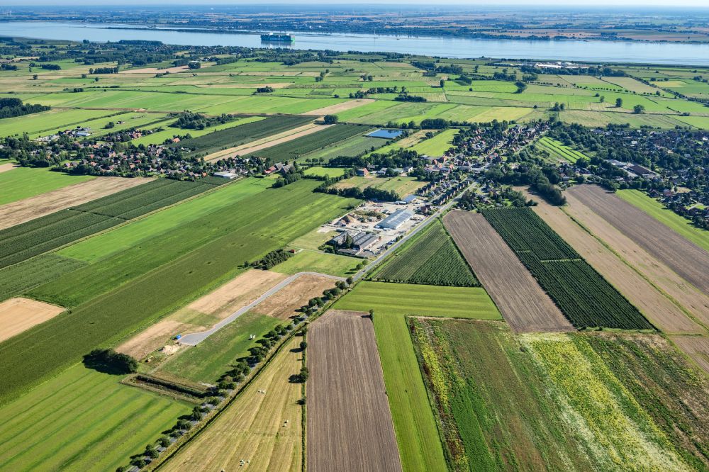 Aerial image Drochtersen - Industrial estate and company settlement Aschhorner Weg in Drochtersen in the state Lower Saxony, Germany