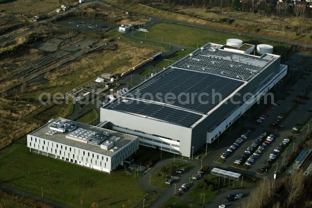 Aerial image Frankfurt (Oder) - Industrial estate and company settlement der Astronergy Solarmodule GmbH Chint-Allee in Frankfurt (Oder) in the state Brandenburg
