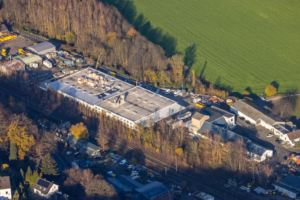 Aerial image Volmarstein - Industrial estate and company settlement In of Aue in Volmarstein in the state North Rhine-Westphalia, Germany