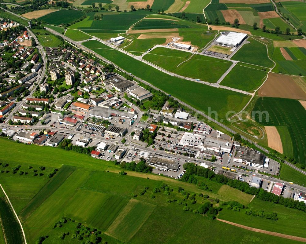 Backnang from the bird's eye view: Industrial estate and company settlement in Backnang in the state Baden-Wuerttemberg, Germany